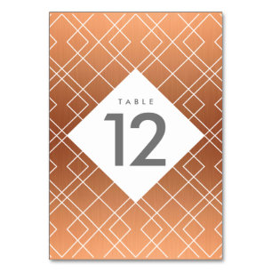 Modern Copper Table Number Cards