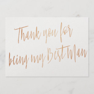 Modern Copper "Thank you for being my best man" Thank You Card