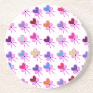 Modern Coquette Radiant Heart Bow Pattern  Coaster