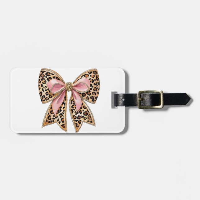Modern coquettish bow luggage tag (Front Horizontal)