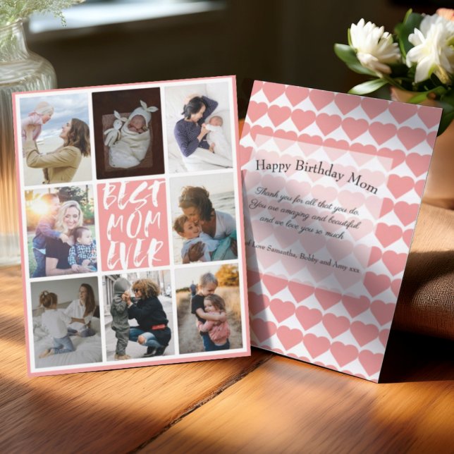 Modern Coral 8 Photo Collage Best Mum Ever (Creator Uploaded)