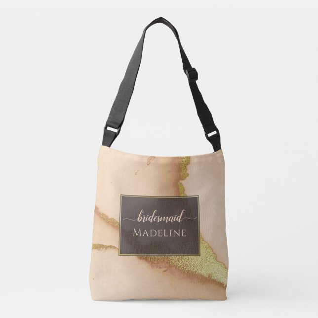 Modern Coral Abstract 💡 Inky Oil Wedding  Crossbody Bag (Front)