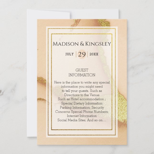 Modern Coral Abstract 💡 Inky Oil Wedding  Invitation (Front)