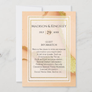 Modern Coral Abstract 💡 Inky Oil Wedding  Invitation