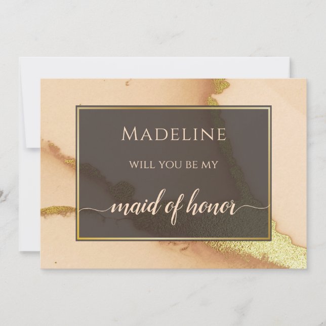 Modern Coral Abstract 💡 Inky Oil Wedding  Invitation (Front)