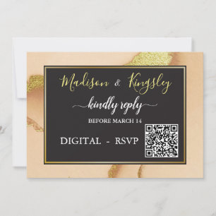 Modern Coral Abstract 💡 Inky Oil Wedding Invitation