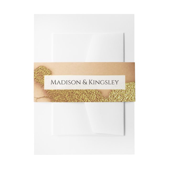 Modern Coral Abstract 💡 Inky Oil Wedding  Invitation Belly Band (Front Example)