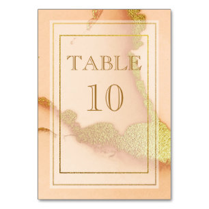 Modern Coral Abstract 💡 Inky Oil Wedding Table Number