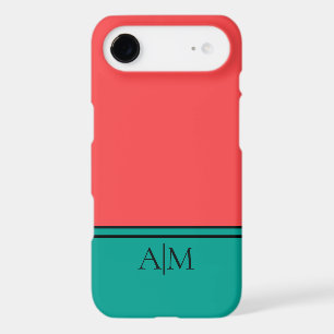 Modern Coral and Aquamarine Monogram