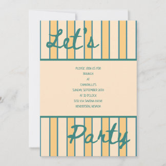 Modern Coral and Green Striped Invitation