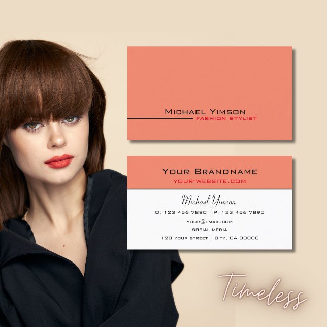 Modern Coral and White Simple Modern Professional Business Card (Creator Uploaded)
