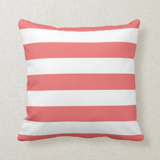Modern Coral and White Stripes Cushion