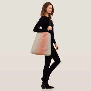 Modern Coral Beige Striped Crossbody Bag