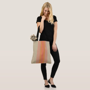 Modern Coral Beige Striped Tote Bag