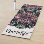 Modern Coral Black Floral Leaves Mandala Pattern Yoga Mat<br><div class="desc">This modern and cool bohemian floral pattern is perfect for the trendy and stylish hipster. It features a hand-drawn black, coral pink, and purple flowers and leaves mandala print on a simple white background. Enjoy this unique and artsy design for your next purchase! ***IMPORTANT DESIGN NOTE: For any custom design...</div>