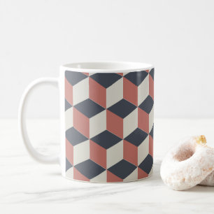 Modern Coral Blue Geometric Pattern Coffee Mug