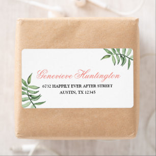 Modern Coral Botanical Wedding Return Address