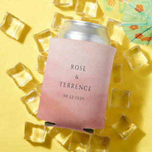 Modern Coral Coastal Chic Elegant Wedding Can Cooler