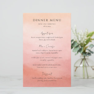 Modern Coral Coastal Chic Elegant Wedding Menu