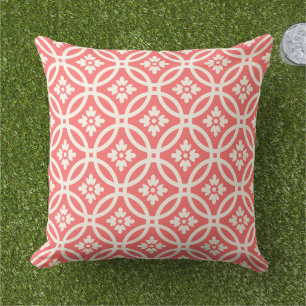 Modern Coral Floral Framework Pattern Outdoor Cushion