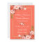 Modern Coral Floral Gold Frame Wedding