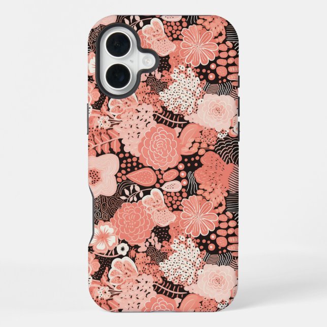 Modern Coral Floral Patterned iPhone Case (Back)