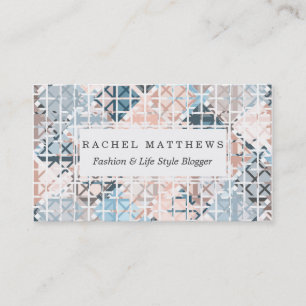 Modern Coral Geometric Square Shape Pattern Business Card