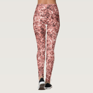Modern Coral Glitter Sparkle Pattern Customised Leggings