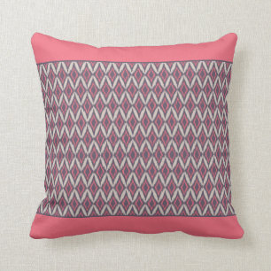 Modern Coral Grey Ikat Pattern  Cushion