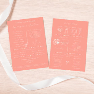 Modern Coral Infographic Spring Wedding Program