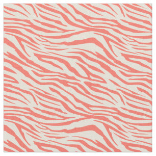 Modern Coral Ivory Zebra Pattern Fabric