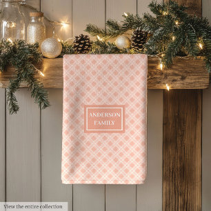 Modern Coral Kitchen Towel Personalised Plaid Gift