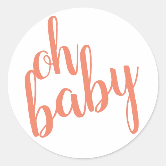Modern Coral Oh Baby Sticker (Front)