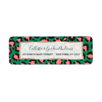 Modern Coral Pink Black Green Leopard Animal Print