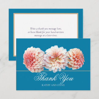 Modern Coral Pink Dahlia Bridal Shower Thank You