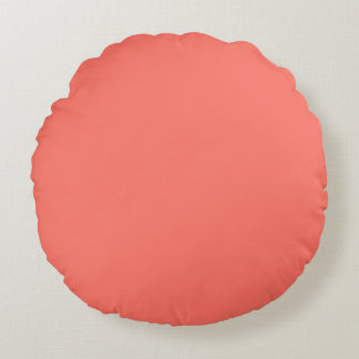 Modern Coral pink Plain Solid Colour Round Cushion