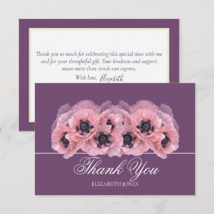 Modern Coral Pink Poppy Bridal Shower Thank You Card