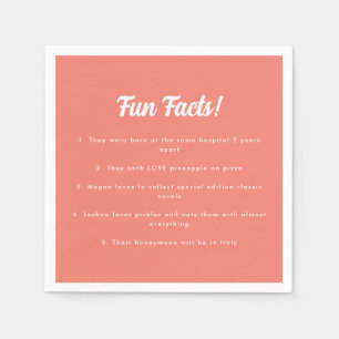 Modern Coral Pink Wedding Fun Facts  Napkin
