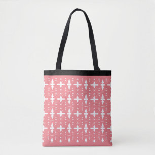 Modern Coral Pink & White Geometric Shape Pattern Tote Bag