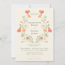 Modern Coral Poppy Garden Wedding