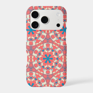 Modern coral red Pug pattern