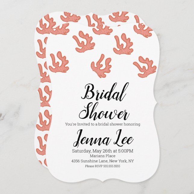 Modern Coral Reef Doodle Illustration Invitation (Front/Back)