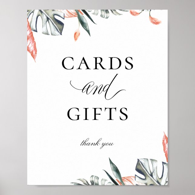 Modern Coral Tropics Cards Gifts Sign (Front)