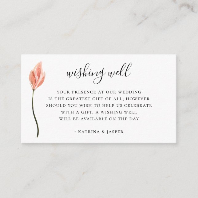 Modern Coral Tropics Wedding Wishing Well Enclosure Card (Front)