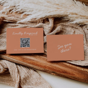 Modern Coral Whimsical Summer QR Code Wedding RSVP Card