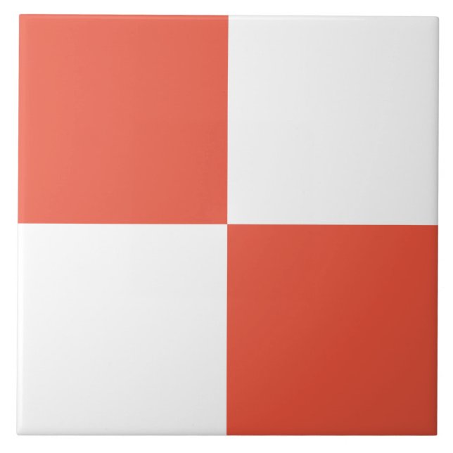 Modern Coral White Chequered Ceramic Tile (Front)