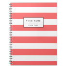 Modern Coral White Stripes Pattern