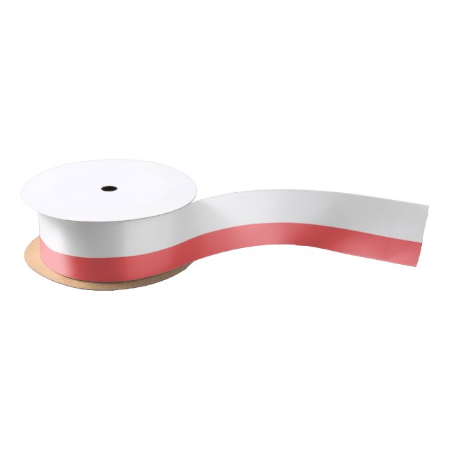 Modern Coral White Stripes Pattern Satin Ribbon (Spool)