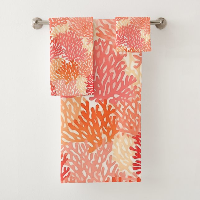 Modern corals pattern bath towel set (Insitu)