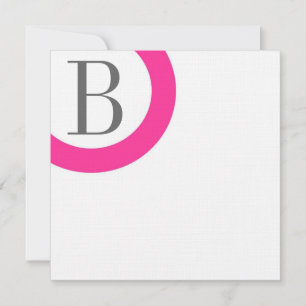 Modern Corner Monogram in Pink Note Card